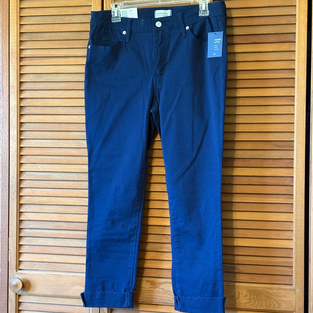 crown & ivy High Rise Skinny Crop/Rolled Capris size 8